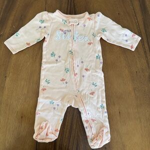 Carter’s Little Sister Peach Floral Baby Girl Cotton Footed Pajama size 6M